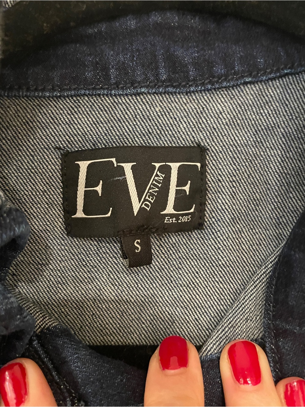 Eve Denim Button Front Ruffle Blouse Small - Picture 2 of 8